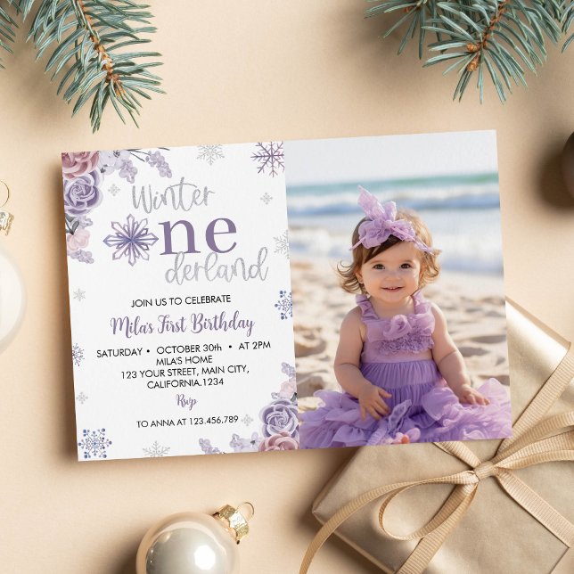 Winter Onederland Anniversaire Photo Invitation (Créateur téléchargé)