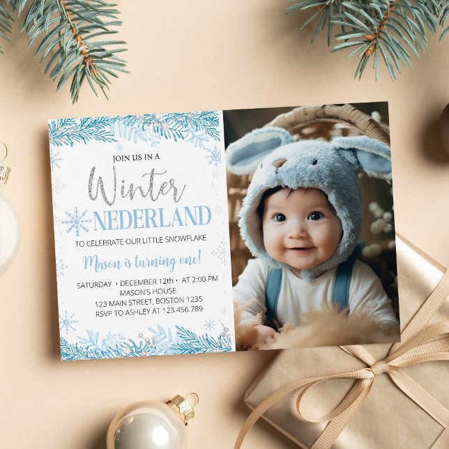 Winter Onederland Anniversaire Photo Invitation (Créateur téléchargé)