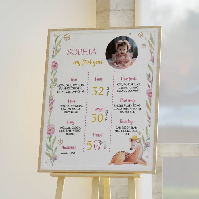 Winter Onederland Anniversaire Photo Jalon Poster (Créateur téléchargé)