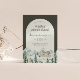 Winter ONEderland Arch Erste Geburtstagsparty Einladung