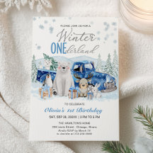 Winter Onederland Arctic Animal Boy 1st Birthday