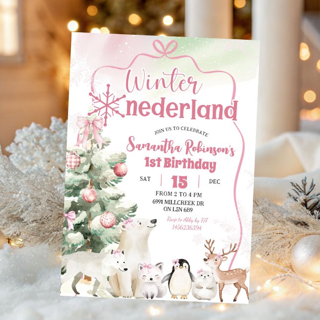 Winter Onederland Arctic Animal Girl 1st Birthday Einladung (Von Creator hochgeladen)