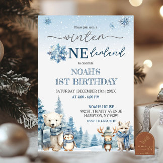 Winter Onederland Artic Animes erster Geburtstag Einladung