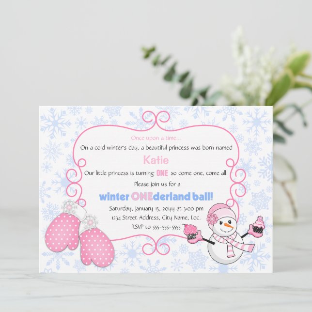 Winter Onederland Ball Birthday Einladung (Stehend Vorderseite)