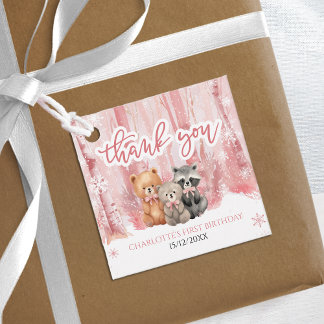 Winter Onederland Bär Rosa Erste Geburtstagsfeier Geschenkanhänger