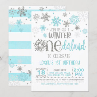 Winter ONEderland Birthday Einladung - Junge - WH