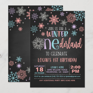 Winter ONEderland Birthday Einladung - PPB - Blk