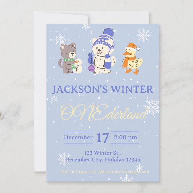 Winter ONEderland Birthday Invitation (Devant)