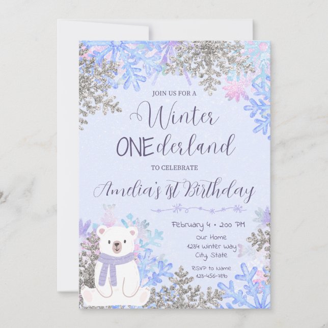Winter Onederland Birthday Invitation (Devant)