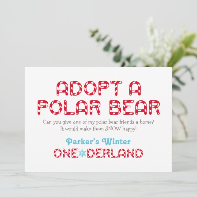 Winter ONEderland Birthday Polar Bear Gefälligkeit (Stehend Vorderseite)