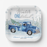 Winter Onederland Blaue Lastwagen Erster Geburtsta