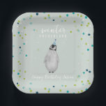 Winter Onederland Blue Birthday Penguin Confetti Pappteller<br><div class="desc">Winter Onederland erste Geburtstagsparty mit Pinguin in blauem Party auf hellblauem Hintergrund mit Schneefach und Konfetti.</div>