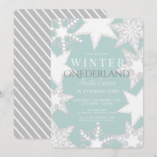 Winter Onederland Blue & Silver 1. Geburtstag Einladung