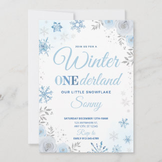 Winter ONEderland Blue Snowflake 1. Einladung