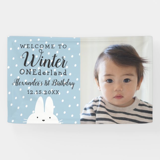 Winter Onederland Boy 1. Geburtstag Banner (Horizontal)