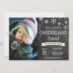 Winter Onederland Boy 1. Geburtstag Einladung