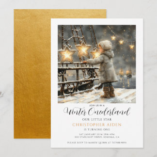 Winter ONEderland Boy 1. Geburtstag Einladung