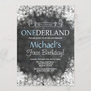 Winter Onederland Boy 1er Anniversaire Invitation