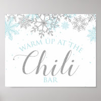 Winter Onederland Chili Bar Sign Blue Snowflakes