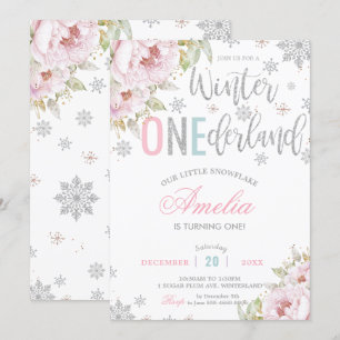 Winter Onederland Christmas Baby Girl 1. Geburtsta Einladung