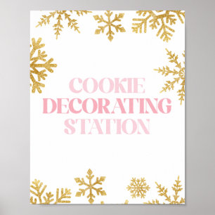Winter Onederland Cookie Decoration Pink Gold Poster