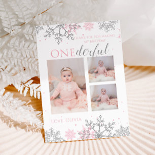 Winter ONEderland Danke rosa silberne Schneeflocke