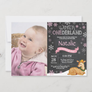 Winter Onederland Deer 1er Anniversaire Invitation