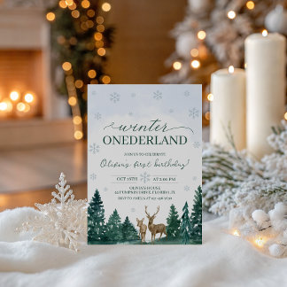 Winter ONEderland Deer Invite Einladung