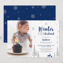 Winter Onederland Einladung zum 1. Geburtstag - Ju