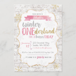Winter Onederland Einladung zum ersten Geburtstag