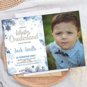 Winter ONEderland Einladungen Silver Glitzer Foto