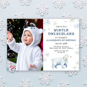 Winter Onederland Eisbär 1. Geburtstag Einladung