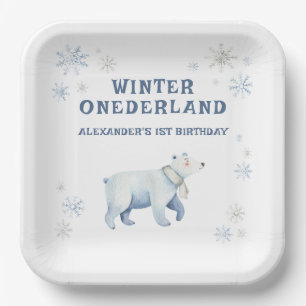 Winter Onederland Eisbär 1. Geburtstag  Pappteller