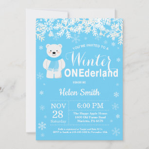 Winter Onederland Eisbär Junge 1. Geburtstag Einladung