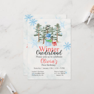 Winter Onederland Erster Geburtstag Niedlicher Sch Einladung