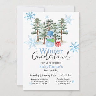 Winter Onederland Erster Geburtstag Niedlicher Sno Einladung
