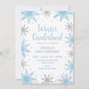 Winter Onederland Erster Geburtstag Snowflakes Einladung