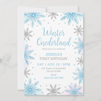 Winter Onederland Erster Geburtstag Snowflakes Einladung