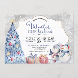 Winter Onederland Erster Geburtstag Weihnachten Einladung