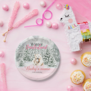 Winter Onederland Erster Geburtstagsbär Snowy Fore Pappteller