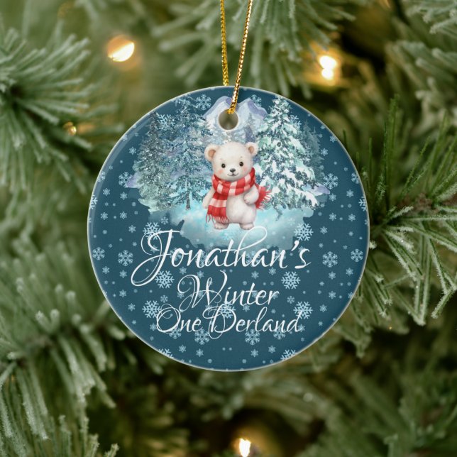 Winter Onederland Erster Niedlicher Bär Keramik Ornament (Baum)
