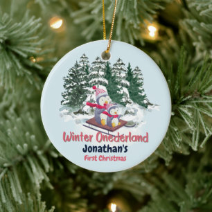 Winter Onederland Erster Weihnachtsfest Niedliche  Keramik Ornament