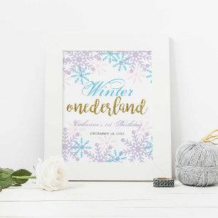 Winter Onederland Erstes Geburtstag Begrüßungszeic Poster