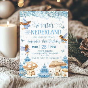 Winter Onederland Fairy 1. Geburtstag Einladung