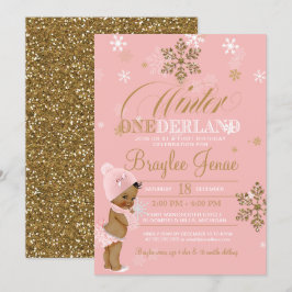 Winter Onederland First Birthday Afroamerikanisch Einladung