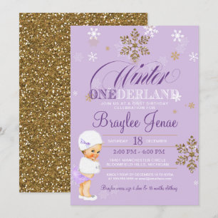 Winter Onederland First Birthday Blonde Baby Girl Einladung