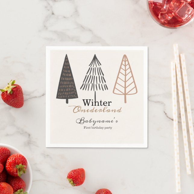 Winter Onederland First Birthday Boho Minimalistis Serviette (Beispiel)