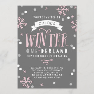 Winter Onederland First Birthday Party Invitation