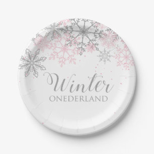 Winter Onederland First Birthday Plate Pappteller