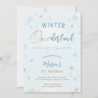 Winter Onederland First Snowflake Boy 1. Geburtsta Einladung